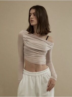 Threetimes Drape Top Dusty Pink